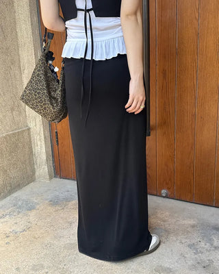 Two-tone string maxi skirt