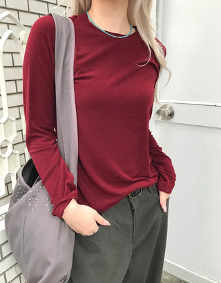 Round neck long-sleeve T-shirt