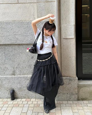 Chiffon midi skirt