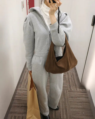 Brushed Half-Zip Jumpsuit
