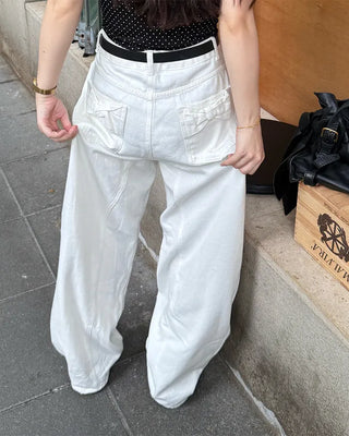 Ribbon back pocket balloon pants