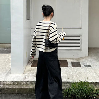 Striped button cardigan