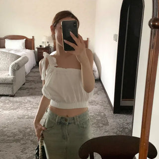 Ribbon Shirring Sleeveless Top