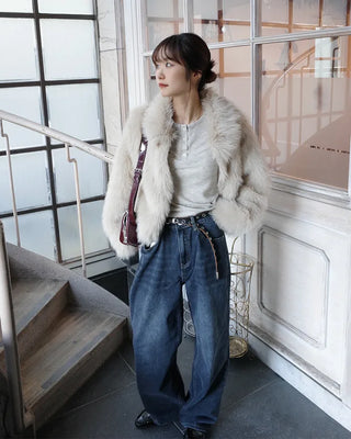 Crop fur jacket