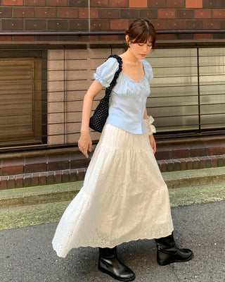 Dot Shirring Shoulder Bag