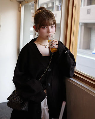 Oversized Button Long Cardigan