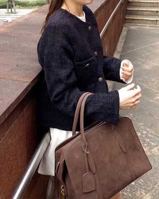 Gold button round tweed jacket