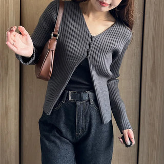 Ribbed Open Cardigan