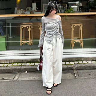 Asymmetrical Shirring T-Shirt