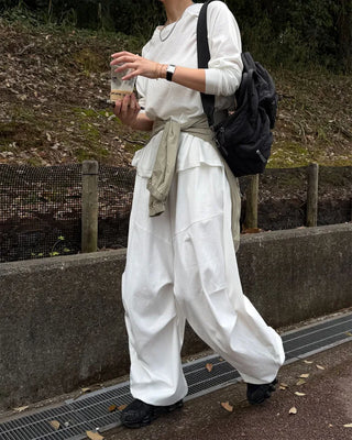 Elastic waist parachute pants