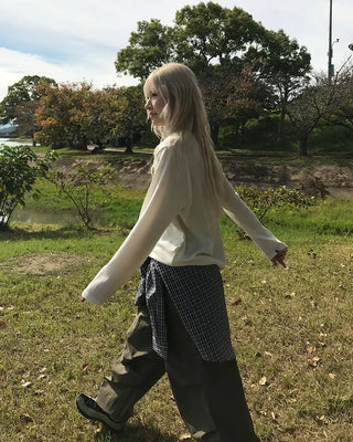 Nylon wide Joker pants