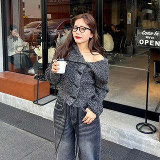 Toggle Button Turtleneck Cardigan