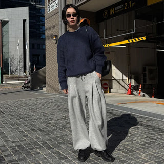 Pintuck Wide Brushed Sweatpants
