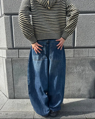 (Unisex) Washed Balloon Denim Pants