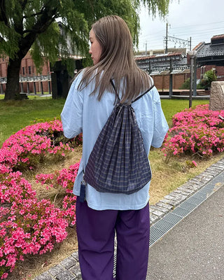 Patterned nylon drawstring bag