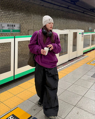 Waist string parachute pants