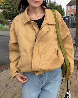 Oversized suede blouson