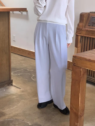 [6 colors] Pleated wide-leg slacks