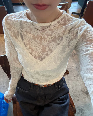 Flower sheer T-shirt