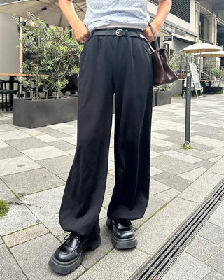 Belted wide sweatpants