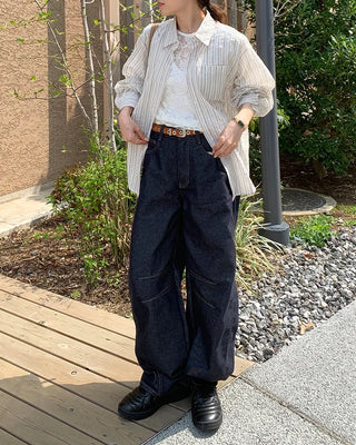 Slit denim pants