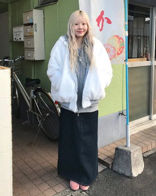 Long denim skirt