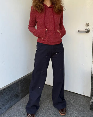 Slim-fit knit hoodie