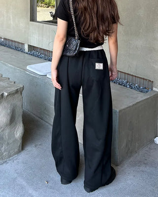 Two-tone wide sweatpants