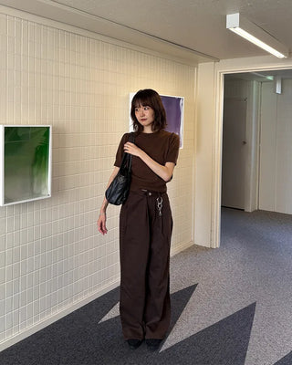 Cotton pleated pants