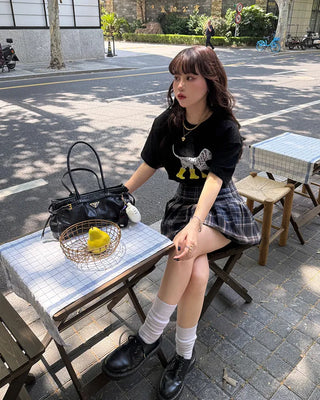 Rain boot puffy print half-sleeve T-shirt