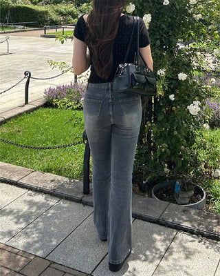 Washed bootcut denim