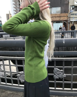 Half-neck long-sleeve T-shirt