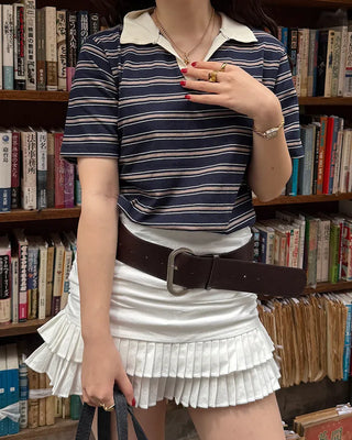 Color border half-sleeve T-shirt