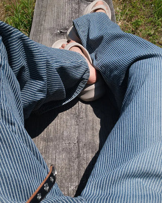 Wide striped denim pants