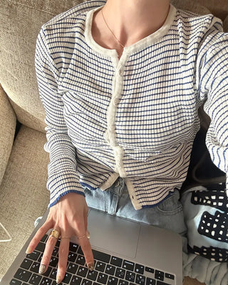 Ribbed border cardigan
