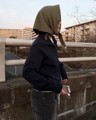 Big Collar Half-Zip Knit