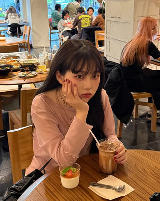 Ribbon sheer long-sleeve T-shirt