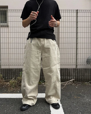 Side-panel wide cotton pants