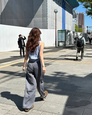 Two-tone pinstripe slacks