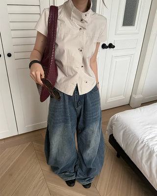 Washed Curved Denim