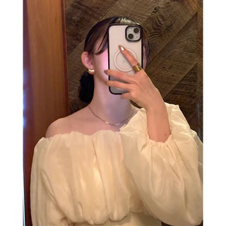 Chiffon off-shoulder blouse