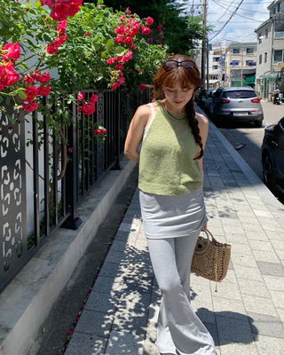 Halter neck knit tank top