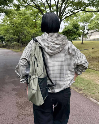 Gingham check oversized hoodie shirt
