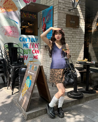 V-neck button-up knit vest