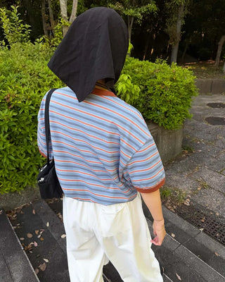 Colored striped short-sleeved T-shirt