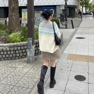 Round neck Nordic cardigan