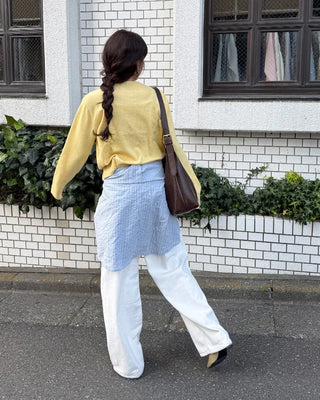 Back-belt wide-leg pants