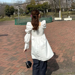 Puff-sleeve mini dress