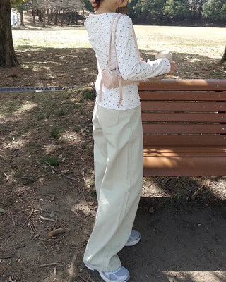 Colorful cotton wide-leg pants