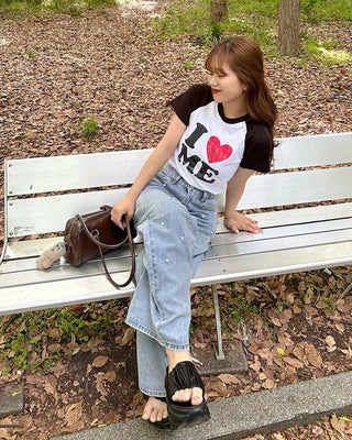 Heart Stud Denim Pants